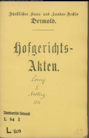 Lorenz, Franz Hermann in Detmold gegen Anton Nolting in Lage - Schuldforderung