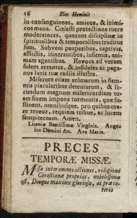 Preces Temporæ Missæ.