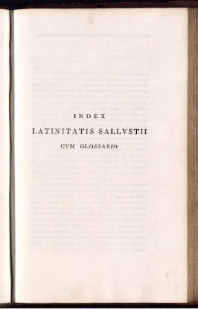 Index Latinitatis Sallustii Cum Glossario