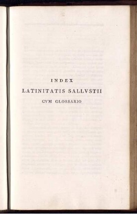 Index Latinitatis Sallustii Cum Glossario