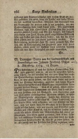 Von der Landwirthschaft.
