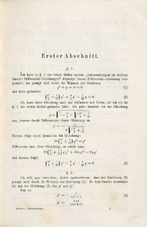 Untersuchungen im Gebiete linearer Differential-Gleichungen : Von Simon Spitzer, 2