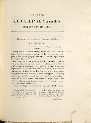 Lettres du Cardinal Mazarin pendant son ministère, 5. Janvier - 1652 - Août 1653
