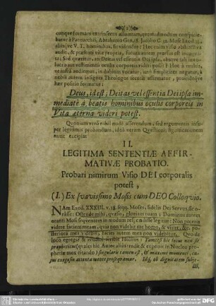 II. Legitima Sententiae Affirmativae Probatio