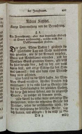 Achtes Kapitel. Kurze Unterweisung von der Betrachtung.