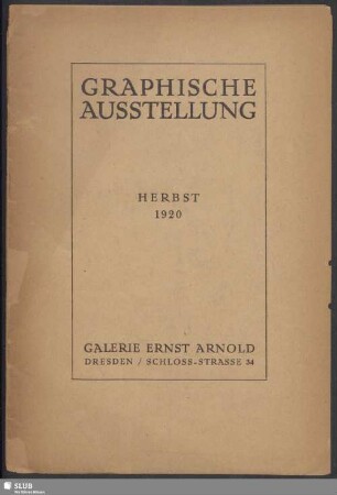 Graphische Ausstellung : Herbst 1920