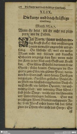 XLIX. Die kurtze und doch kräfftige Handlung