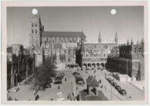 Lübeck, Kohlmarkt, Rathaus und Kirche St. Marien