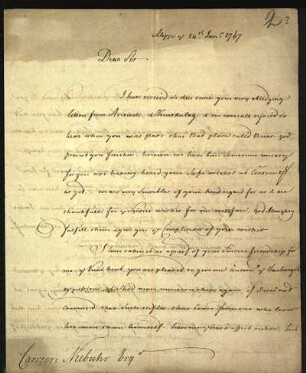 2) N. van Maseyk an Niebuhr, Aleppo, 24. Januar 1767