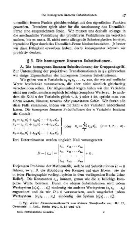 § 3. Die homogenen linearen Substitutionen.