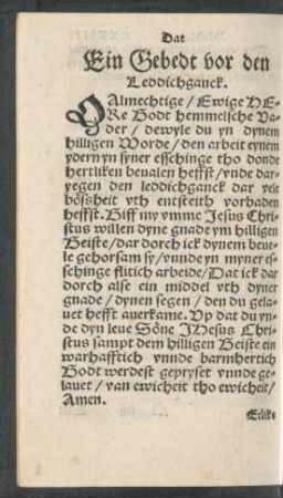 Ein Gebedt vor den Leddichganck.