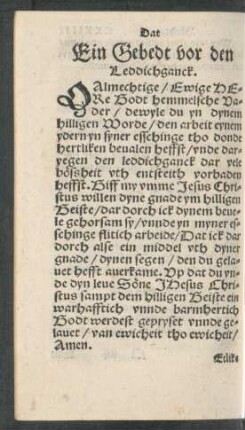 Ein Gebedt vor den Leddichganck.