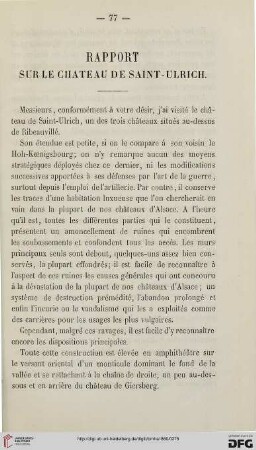 3: Rapport sur le château de Saint-Ulrich