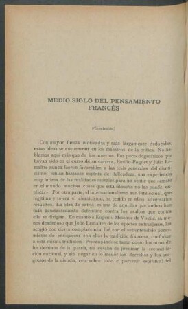 Medio siglo del pensamiento francés - (Conclusión)