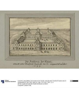 Die Academie der Künste. erbauet unter Churfürst Friedrich den III: eingeweihet im Jahr 1699.