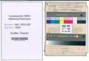 Entnazifizierung Theodor Dueffel , geb. 19.06.1898 (Handelsvertreter)
