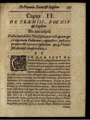 Caput II. De Praemiis, Poenis & Legibus