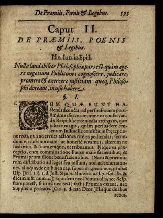 Caput II. De Praemiis, Poenis & Legibus