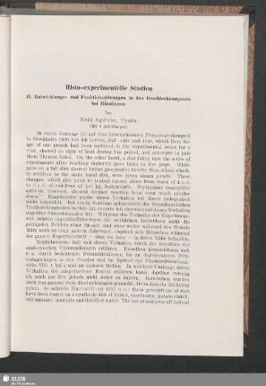 Histo-experimentelle Studien