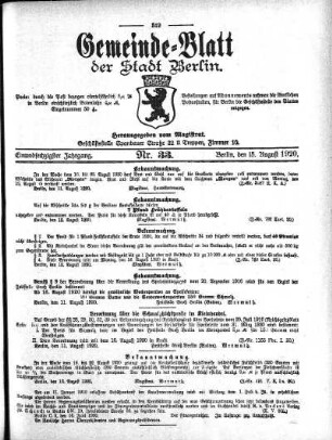 1920,33: Nr. 33, 15. August 1920