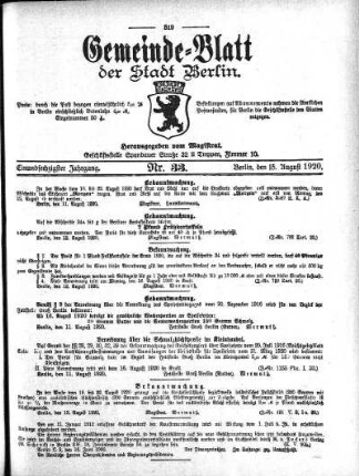 1920,33: Nr. 33, 15. August 1920