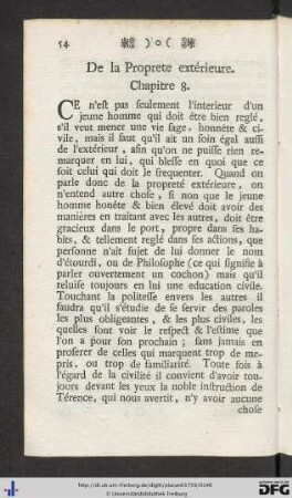 8. De la Proprete extérieure.