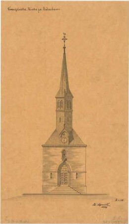 Schmidt, Heinrich von; Bodenheim; Ev. Kirche - Eingangsseite (Ansicht)