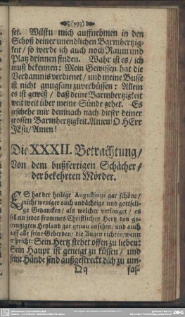 Die XXXII. Betrachtung, Von dem bußfertigen Schächer, der bekehrten Mörder