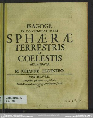 Isagoge in Contemplationem Sphaerae terrestris et coelestis adumbrata