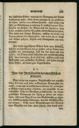 365-374, §1. Von den Verhältnissen des menschlichen Körpers