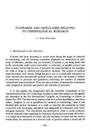 801-808, Standards and safeguards relating to criminological research