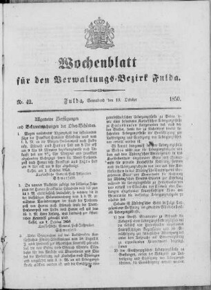 Nr. 42, Ausgabe vom 19. Oktober 1850