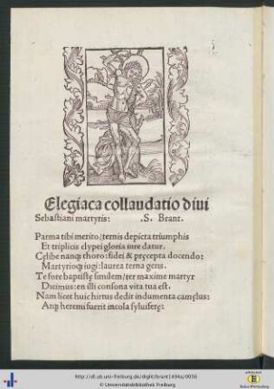 Elegiaca collaudatio divi Sebastiani martyris