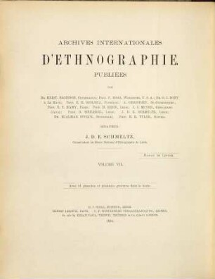 Internationales Archiv für Ethnographie : = Archives internationales d'éthnographie. 7. 1894