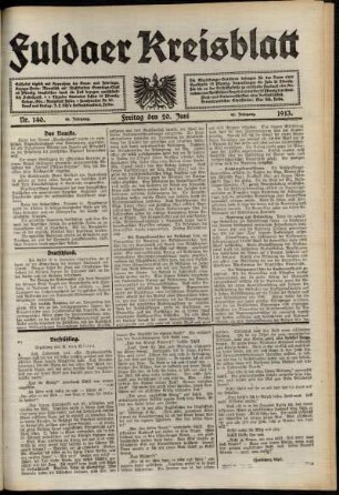 Ausgabe vom Freitag, den 20. Juni 1913.