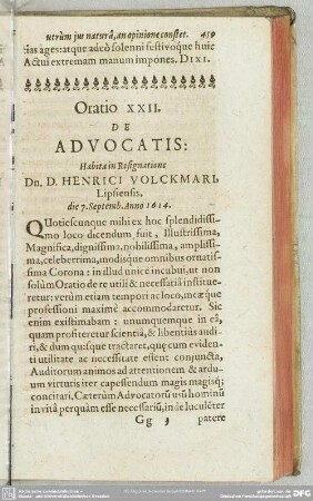 Oratio XXII. De Advocatis