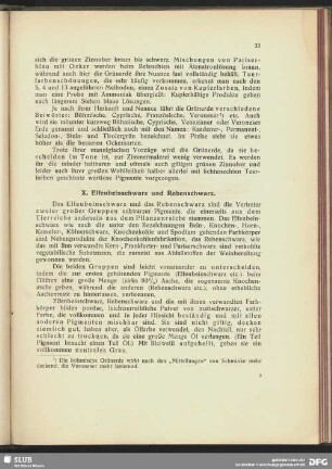 X. Elfenbeinschwarz und Rebenschwarz.