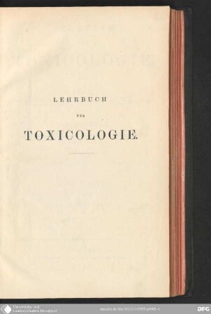 1: Lehrbuch der Toxicologie