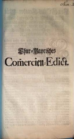Chur-Bayrisches Com[m]ercien-Edict