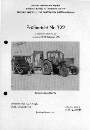 Gurkenerntemaschine VU
