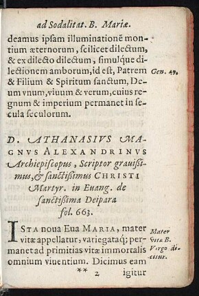 D. Athanasius Magnus Alexandrinus Archiepiscopus, Scriptor gravißimus, et sanctißimus Christi Martyr. ...