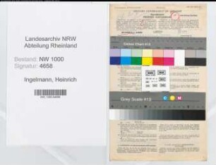 Entnazifizierung Heinrich Ingelmann, geb. 22.10.1891 (Finanzinspektor)