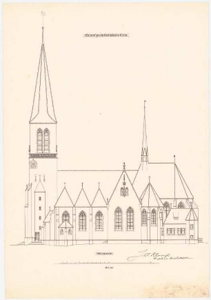 St. Liborius (mit Pfarrhaus), Dortmund-Körne: Seitenansicht 1:100