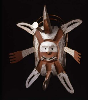 Bootsmaske "Pogtettnoak - derjenige, welcher mit großem Boot reist" mit Hilfsgeist (tuunraq)