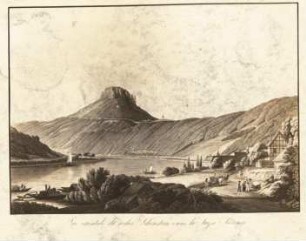 Der Lilienstein in der Sächsischen Schweiz. Getuschte Zeichnung
