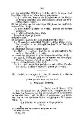 Preisbewerbungen bei der Akademie der Künste zu Berlin : [II. Universitäten und Akademien]