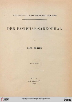 Band 14: Hallisches Winckelmannsprogramm: Der Pasiphae-Sarkophag