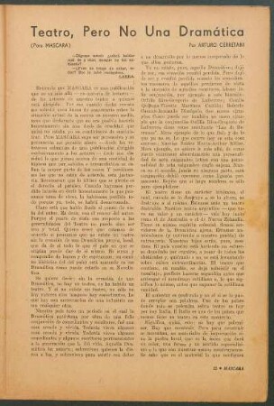 Teatro, pero no una dramática : (Para "Máscara")