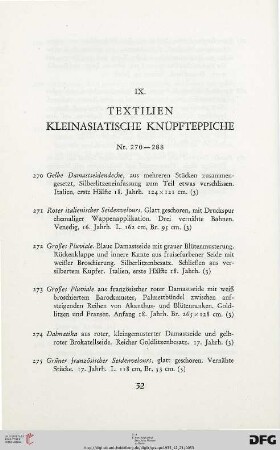 Textilien, Kleinasiatische Knüpfteppiche (Nr. 270-288)