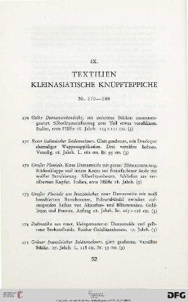 Textilien, Kleinasiatische Knüpfteppiche (Nr. 270-288)